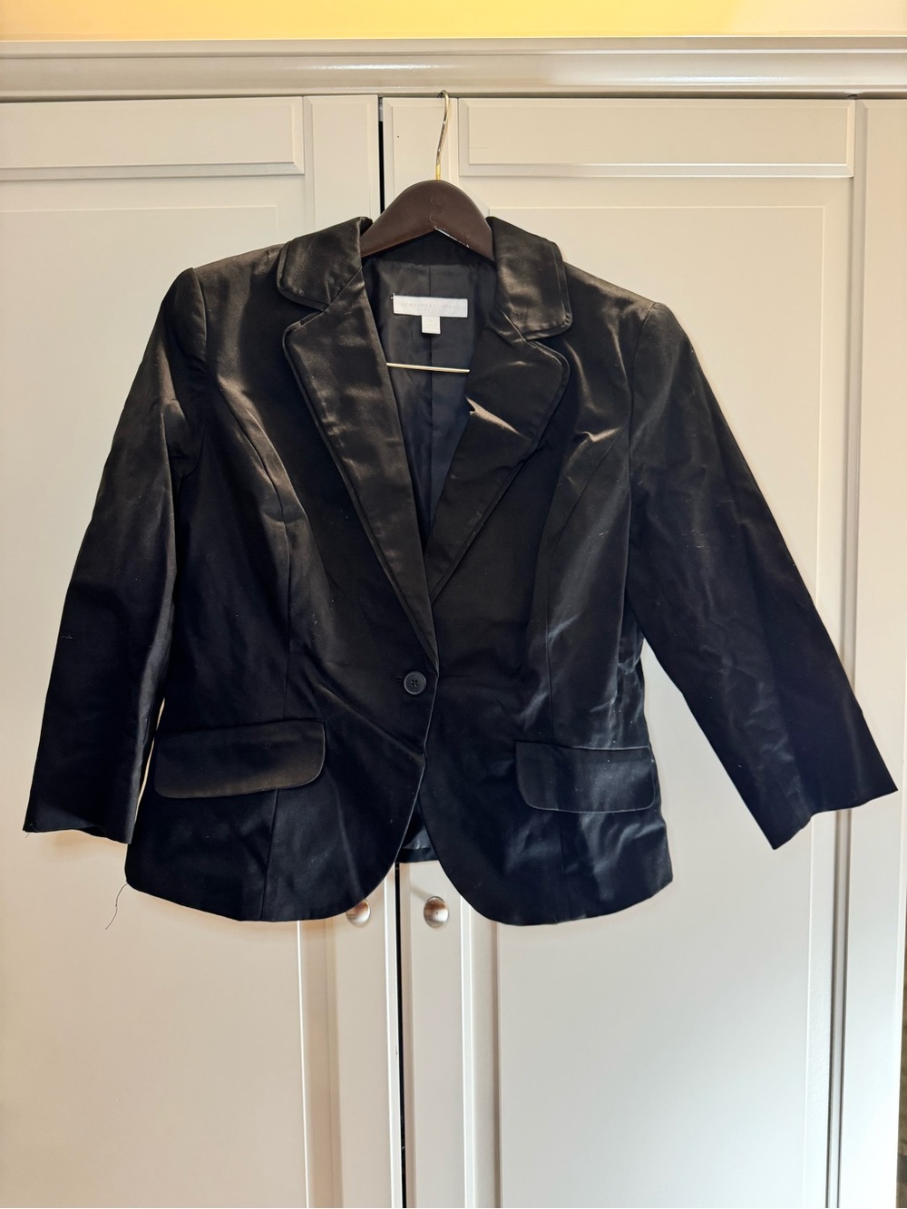 New York & Company Black Tailored Single-Button Blazer 3/4 sleeves